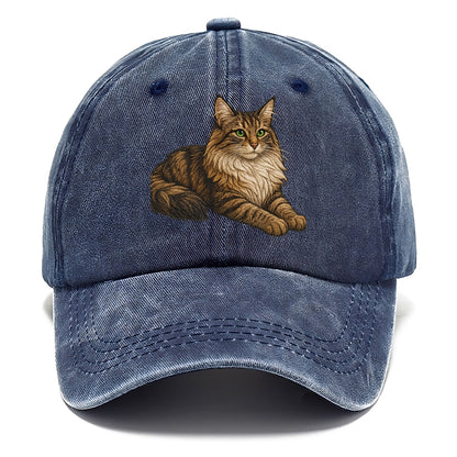 Norwegian Forest Cat  relaxed lying down Classic Cap - Twilight Navy(Blue)