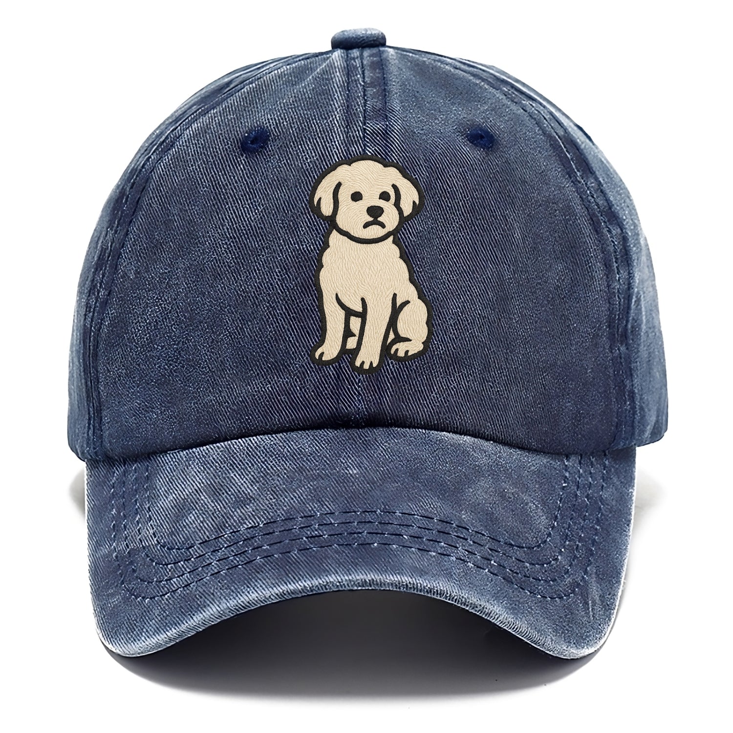 Maltipoo - White curly sitting pose - Classic Cap - Twilight Navy(Blue)