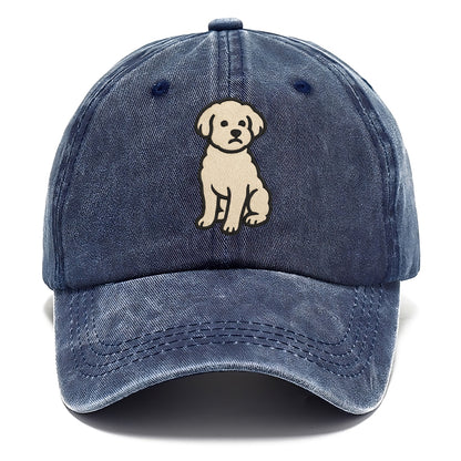 Maltipoo - White curly sitting pose - Classic Cap - Twilight Navy(Blue)