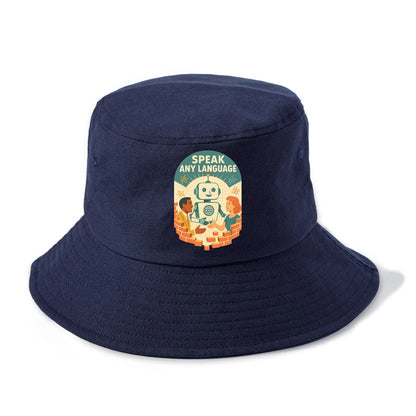 Language learning AI breaking down barriers - "Speak Any Language" - communication - Bucket Hat - Twilight Navy(Blue)
