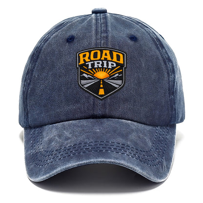 ROAD TRIP - highway and sun in orange and gray , open road - Classic Cap - Twilight Navy(Blue)