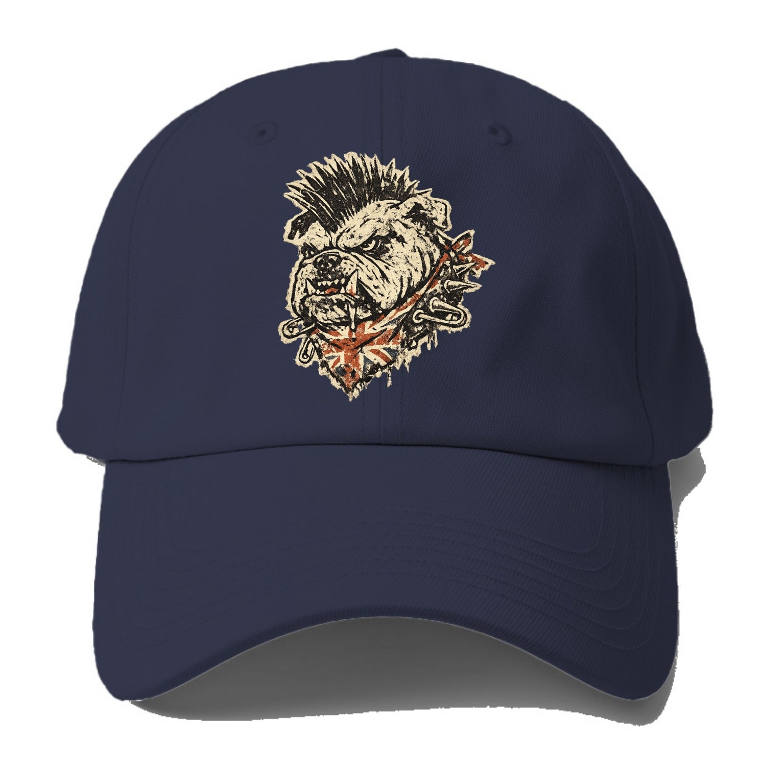 PUNK BULLDOG | British bulldog with mohawk | Safety pins through - Baseball Cap For Big Heads - Twilight Navy(Blue)
