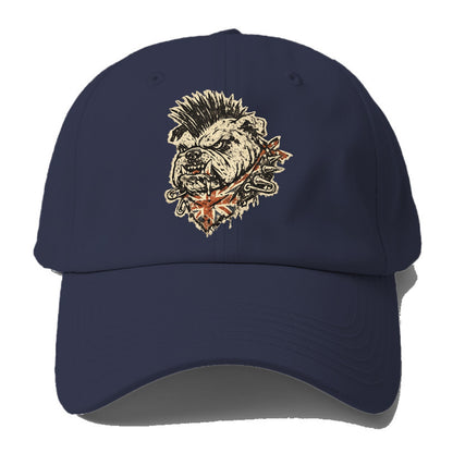 PUNK BULLDOG | British bulldog with mohawk | Safety pins through - Baseball Cap For Big Heads - Twilight Navy(Blue)