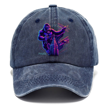 giant gorilla on top of skyscraper holding small figure, swatting planes - Classic Cap - Twilight Navy(Blue)