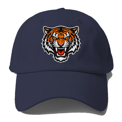 TIGER STRIPES FACE - fierce tiger face in orange, black and white , - Baseball Cap For Big Heads - Twilight Navy(Blue)
