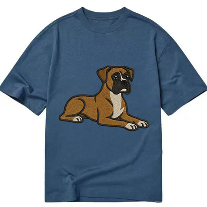 Boxer - Fawn colored relaxed lying down Classic T-shirt - Twilight Navy(Blue)