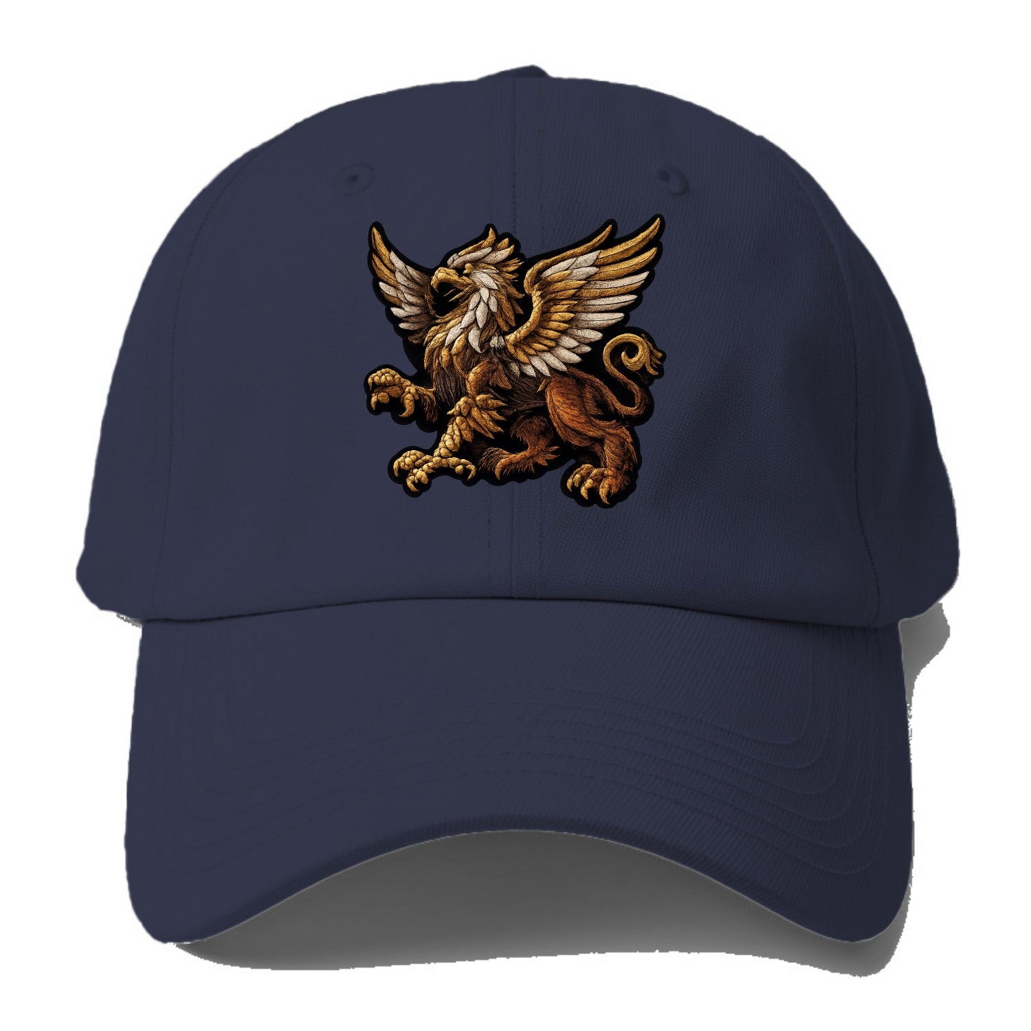 GRIFFIN BEAST - lion eagle hybrid in gold and brown , heraldic - Baseball Cap - Twilight Navy(Blue)