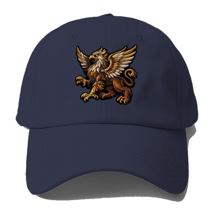 GRIFFIN BEAST - lion eagle hybrid in gold and brown , heraldic - Baseball Cap - Twilight Navy(Blue)