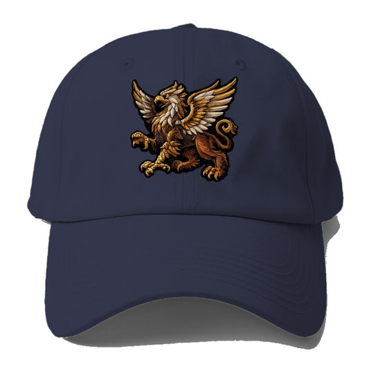 GRIFFIN BEAST - lion eagle hybrid in gold and brown , heraldic - Baseball Cap - Twilight Navy(Blue)
