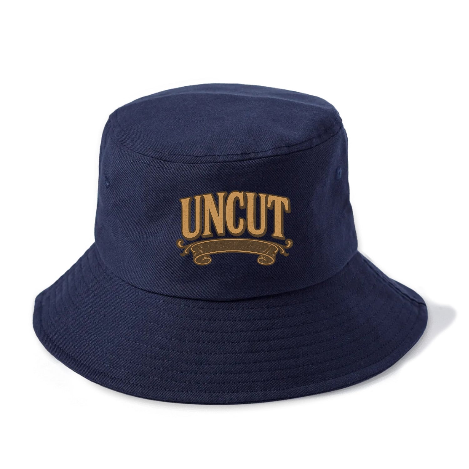 Bold typography design - "UNCUT" - pure, undiluted, authentic - Bucket Hat - Twilight Navy(Blue)