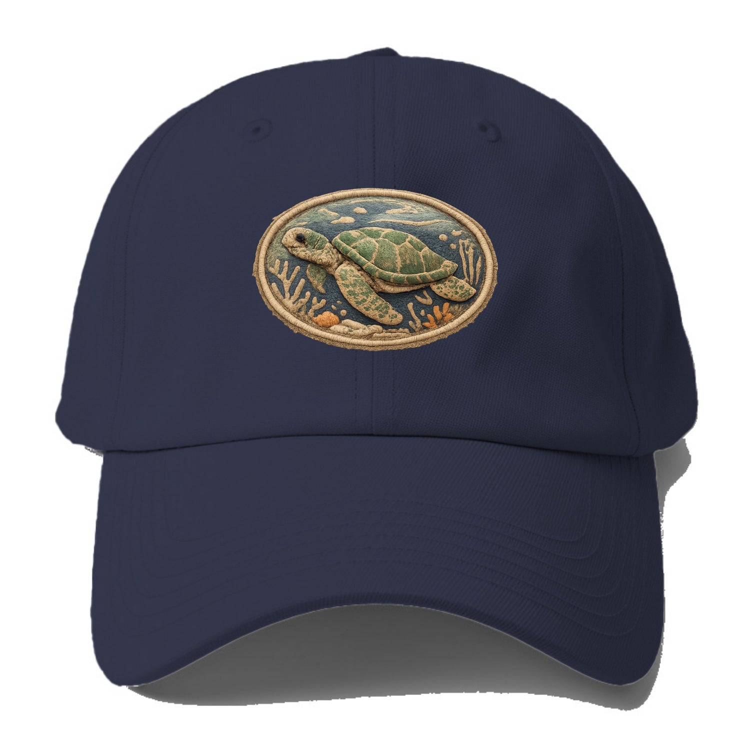 SEA TURTLE - swimming turtle in green and blue , ocean life - Baseball Cap - Twilight Navy(Blue)
