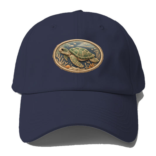 SEA TURTLE - swimming turtle in green and blue , ocean life - Baseball Cap - Twilight Navy(Blue)
