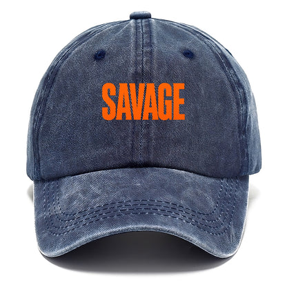 Bold typography design - "SAVAGE" - fierce attitude, taking no prisoners - Classic Cap - Twilight Navy(Blue)