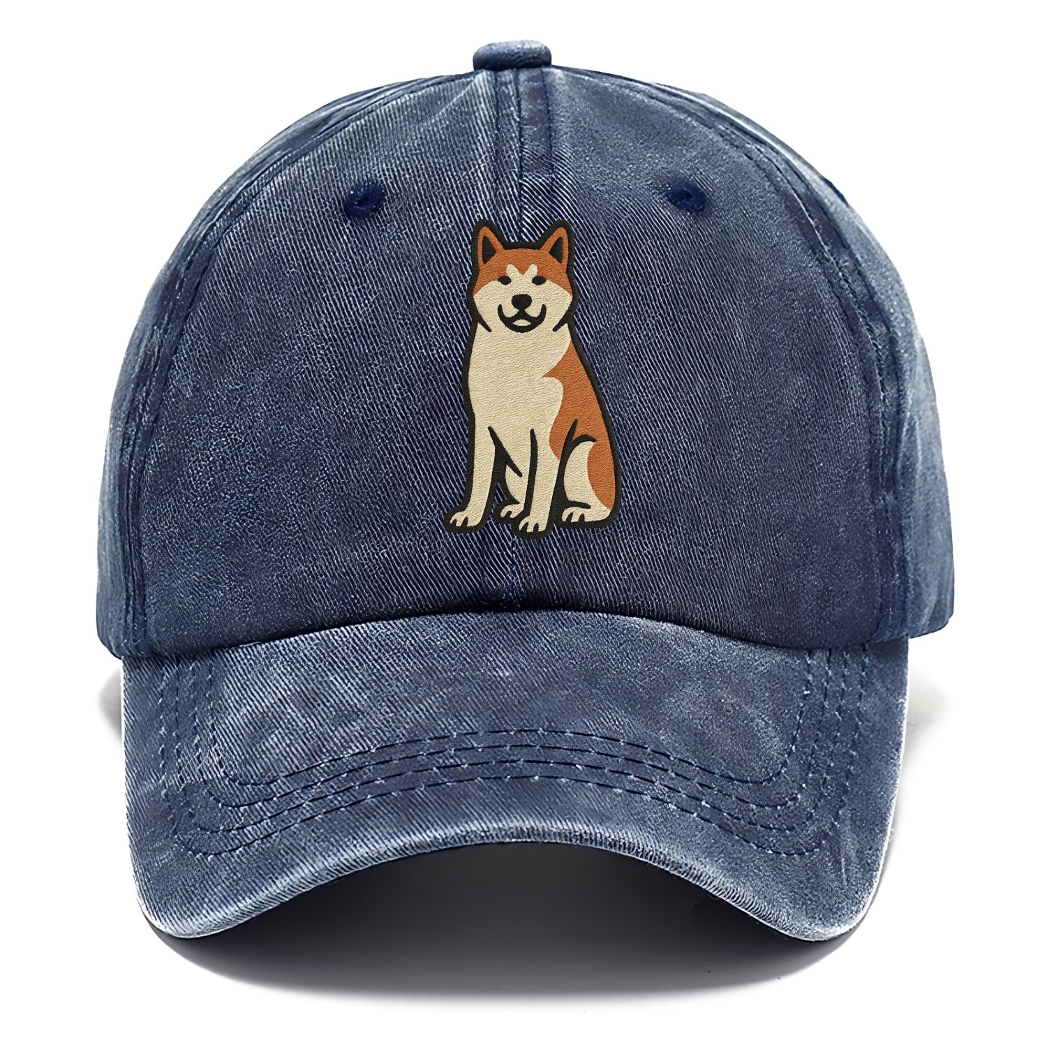 Akita - White and red sitting pose - Classic Cap - Twilight Navy(Blue)