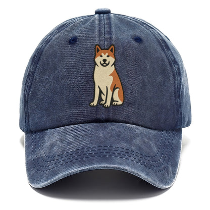 Akita - White and red sitting pose - Classic Cap - Twilight Navy(Blue)