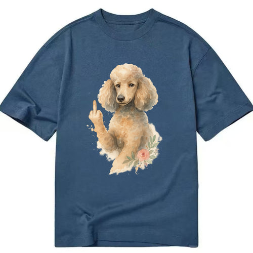 Standard Poodle with curly styled coat, intelligent face, fancy paw giving finger - Classic T-shirt