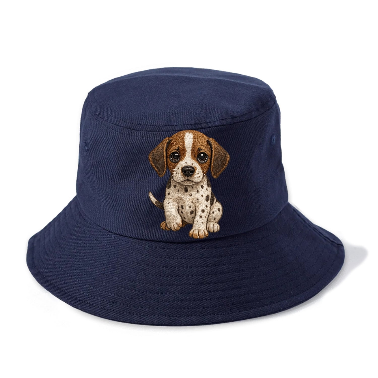 Baby Pointer Puppy - spotted coat, noble stance, alert eyes, front-facing, pointing - Bucket Hat - Twilight Navy(Blue)