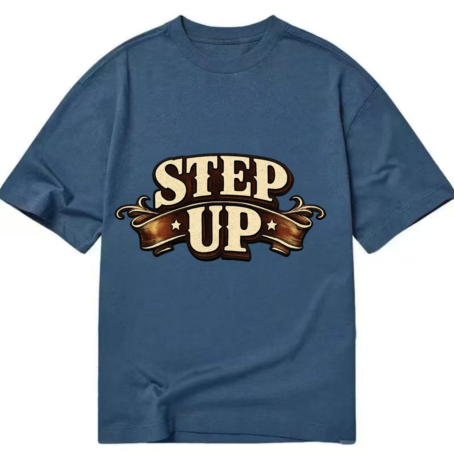 Bold typography design - "STEP UP" - rise to occasion, take charge - Classic T-shirt - Twilight Navy(Blue)