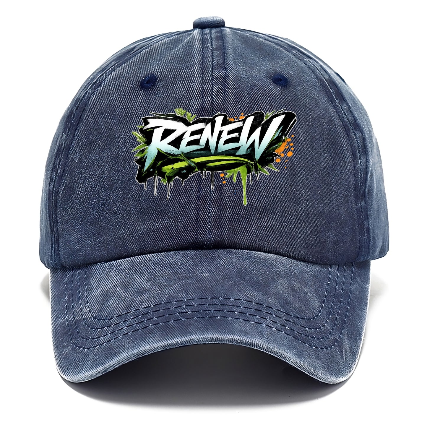 Bold typography design - "RENEW" - starting fresh, regenerating - Classic Cap - Twilight Navy(Blue)