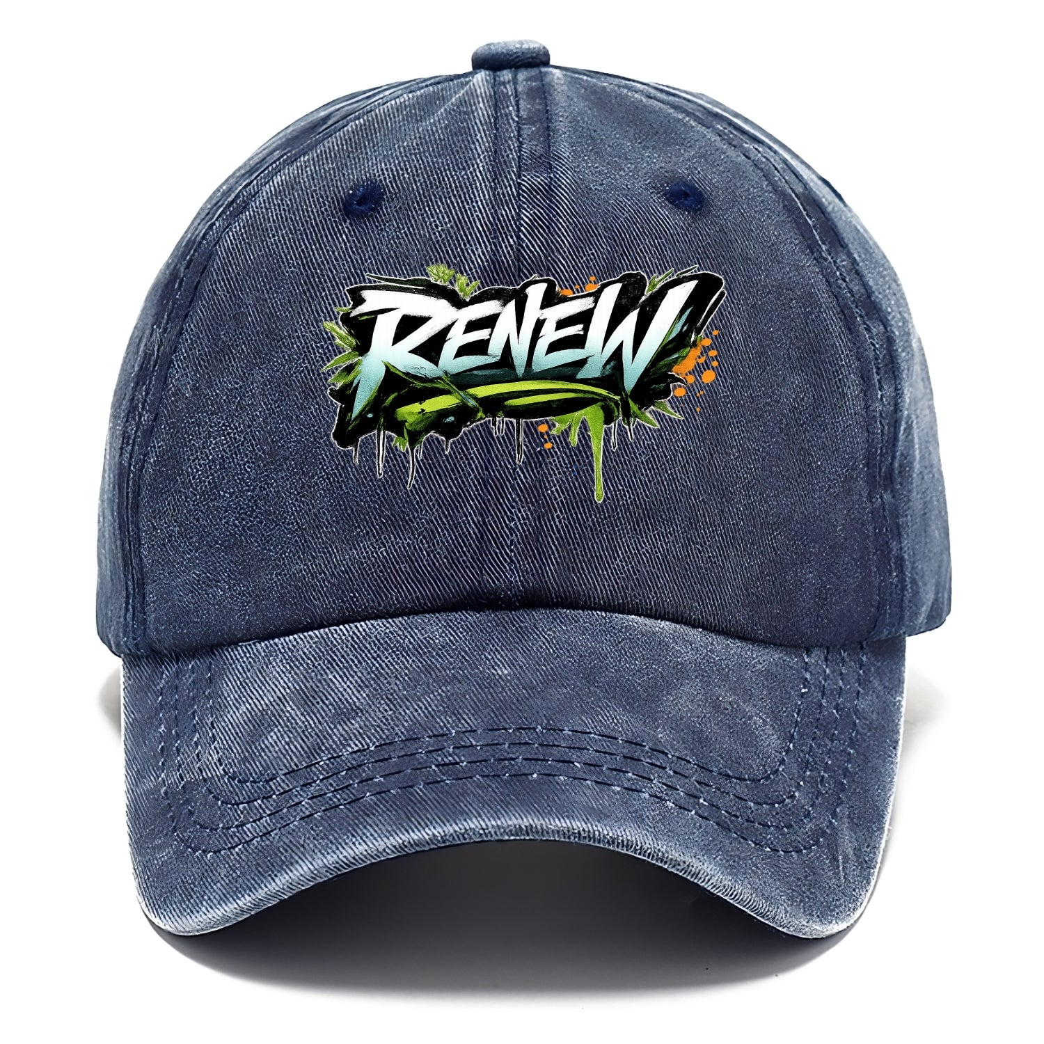 Bold typography design - "RENEW" - starting fresh, regenerating - Classic Cap - Twilight Navy(Blue)