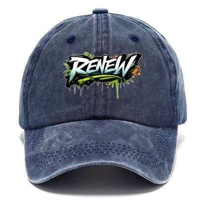 Bold typography design - "RENEW" - starting fresh, regenerating - Classic Cap - Twilight Navy(Blue)