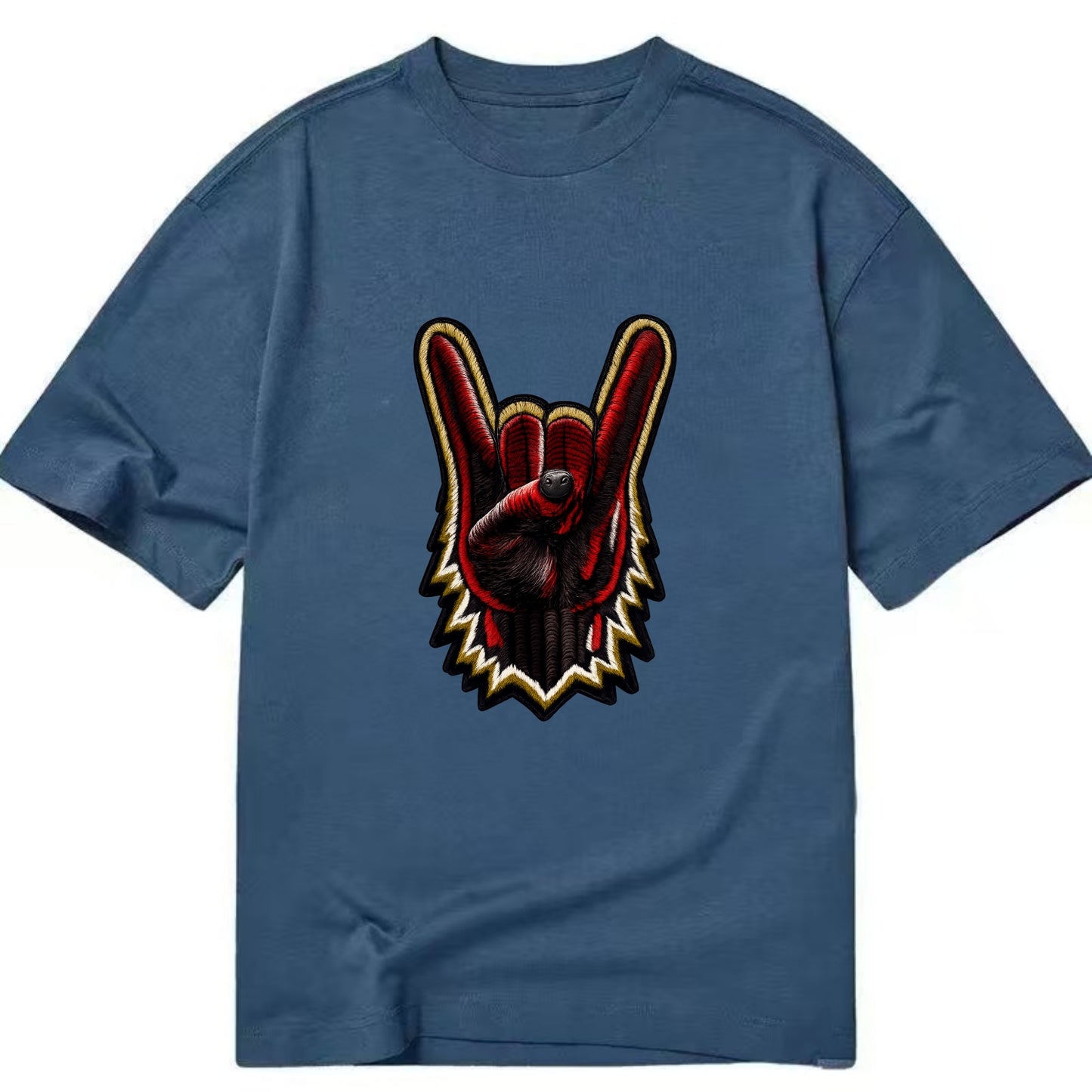 ROCK HAND HORNS - devil horns hand gesture in black and red , metal music - Classic T-shirt - Twilight Navy(Blue)