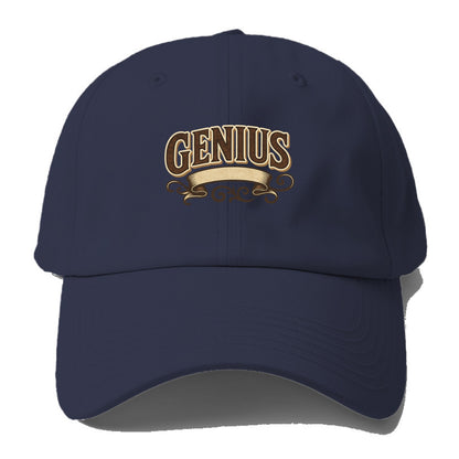 Bold typography design - "GENIUS" - exceptional intelligence, brilliance - Baseball Cap - Twilight Navy(Blue)