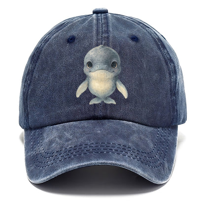 Baby Humpback Whale - dark gray with white flippers, large gentle eyes, front-facing, - Classic Cap - Twilight Navy(Blue)