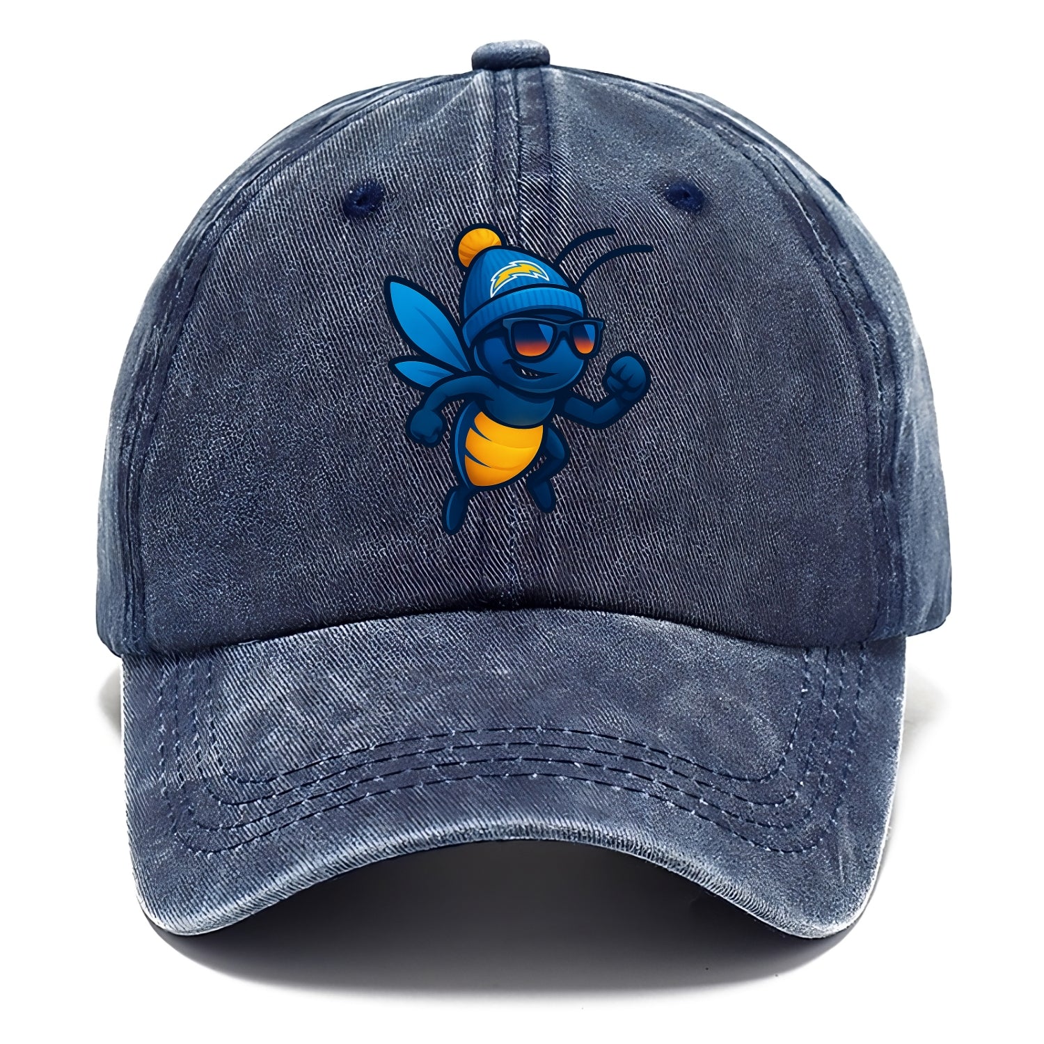 LA Lightning Bug wearing Chargers powder blue and gold beanie with pom pom and - Classic Cap - Twilight Navy(Blue)