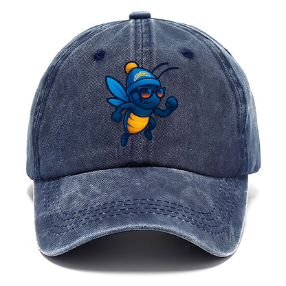 LA Lightning Bug wearing Chargers powder blue and gold beanie with pom pom and - Classic Cap - Twilight Navy(Blue)