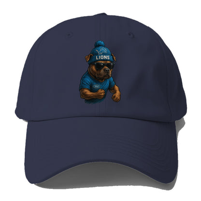 Detroit Pitbull wearing Lions beanie with auto patch and wayfarer sunglasses - Baseball Cap - Twilight Navy(Blue)