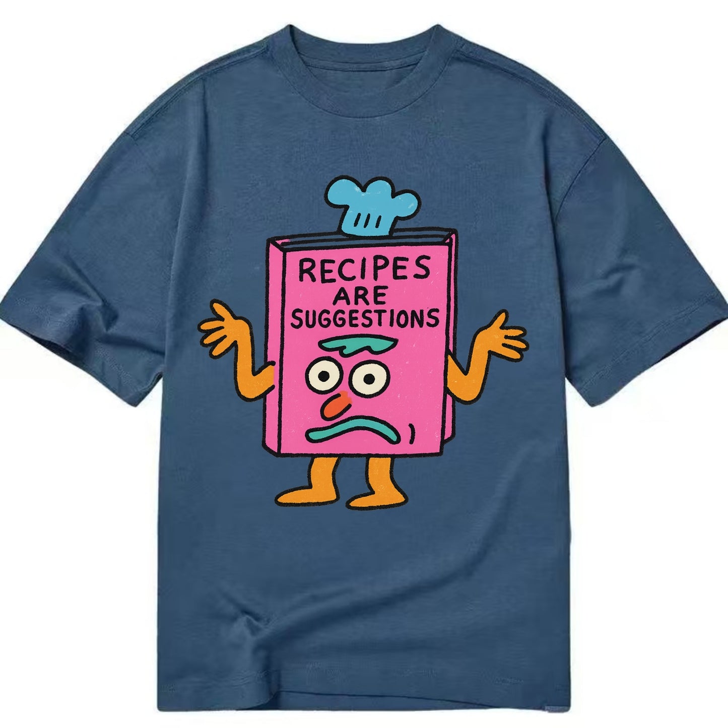 RECIPES ARE SUGGESTIONS | Cookbook shrugging - Classic T-shirt - Twilight Navy(Blue)