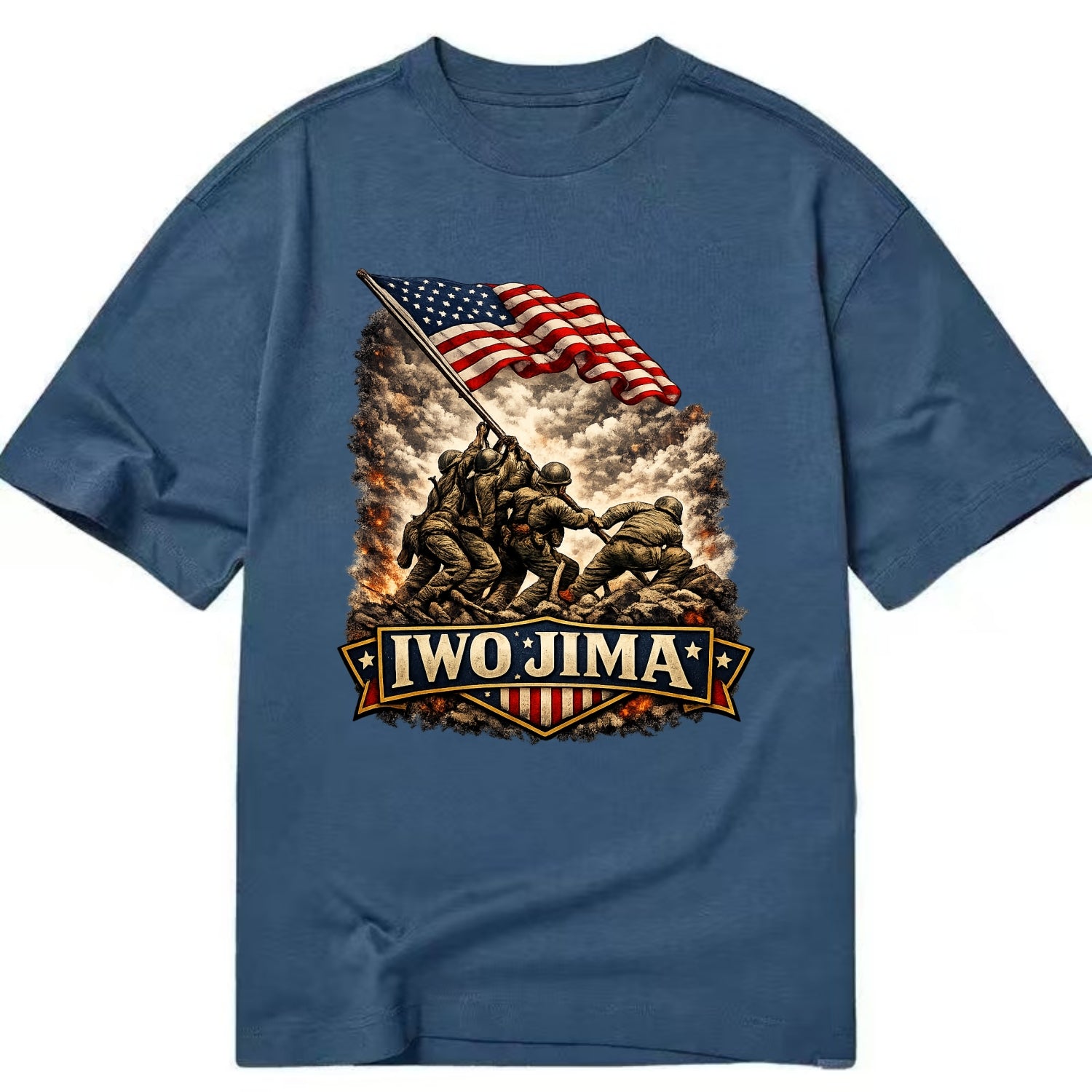 Iwo Jima Flag Raising - Classic T-shirt - Twilight Navy(Blue)