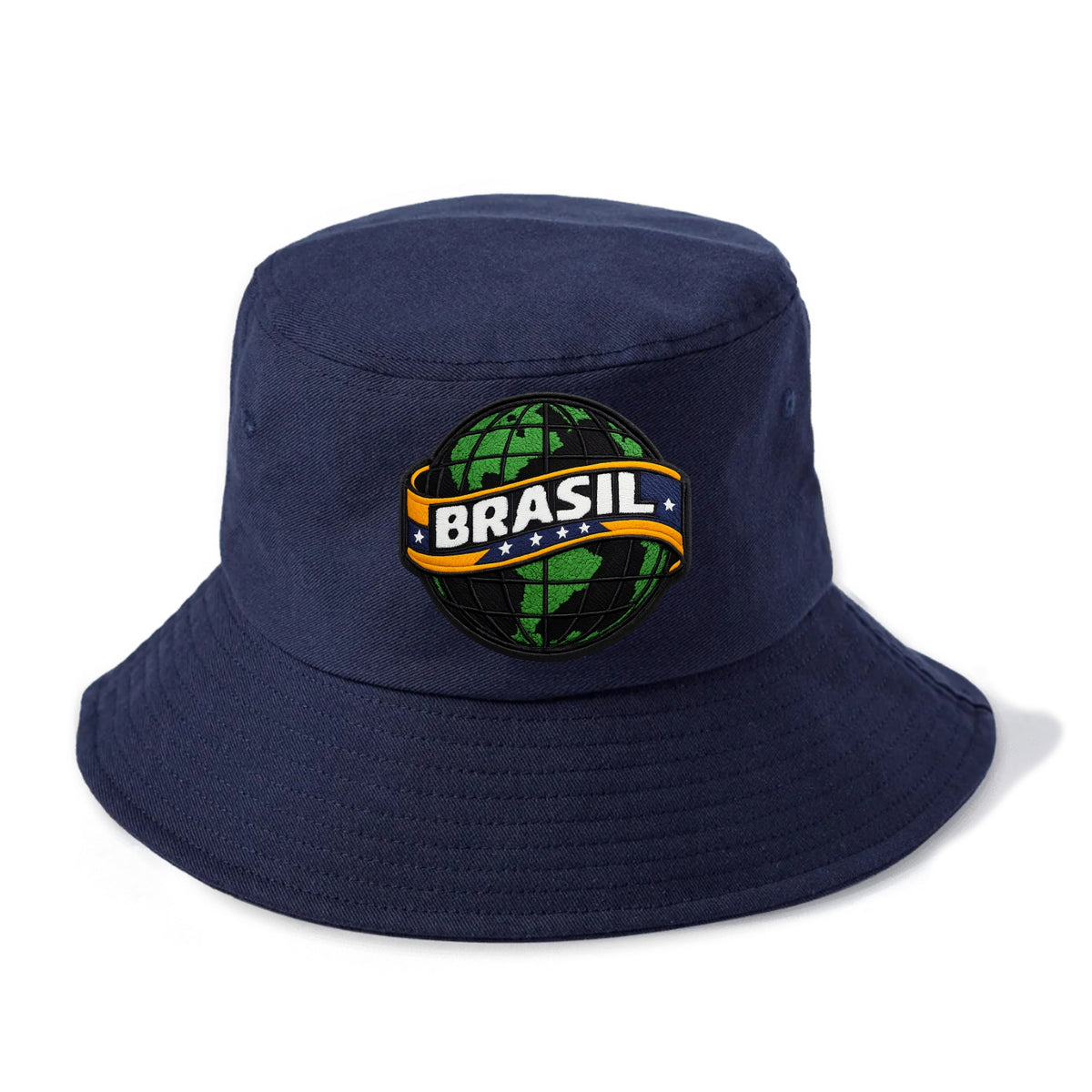 BRAZILIAN FLAG GLOBE - green globe with banner in green yellow blue , Brasil - Bucket Hat - Twilight Navy(Blue)