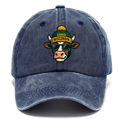 Wisconsin Cow wearing Packers beanie with Lambeau patch and wayfarer sunglasses - Classic Cap - Twilight Navy(Blue)