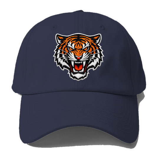 TIGER STRIPES FACE - fierce tiger face in orange, black and white , predator power - Baseball Cap - Twilight Navy(Blue)