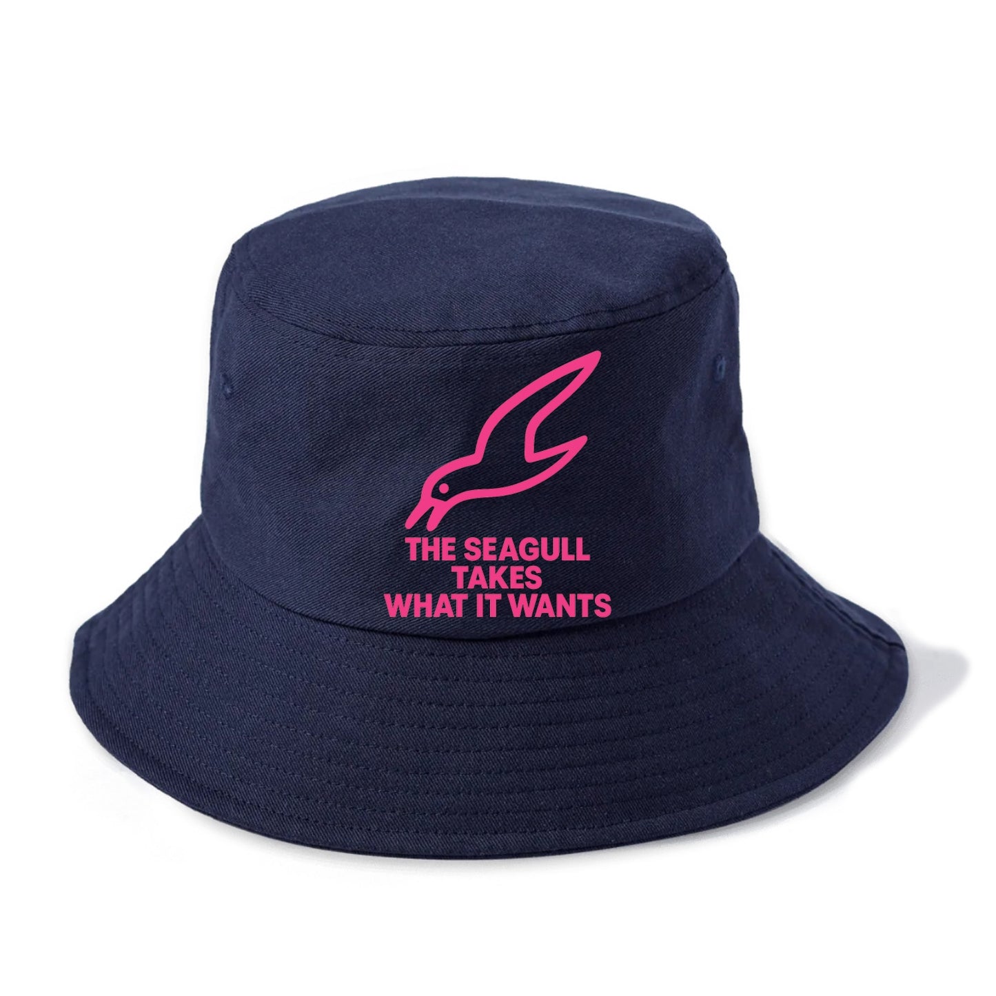 THE SEAGULL TAKES WHAT IT WANTS | Aggressive seagull diving down - Bucket Hat - Twilight Navy(Blue)