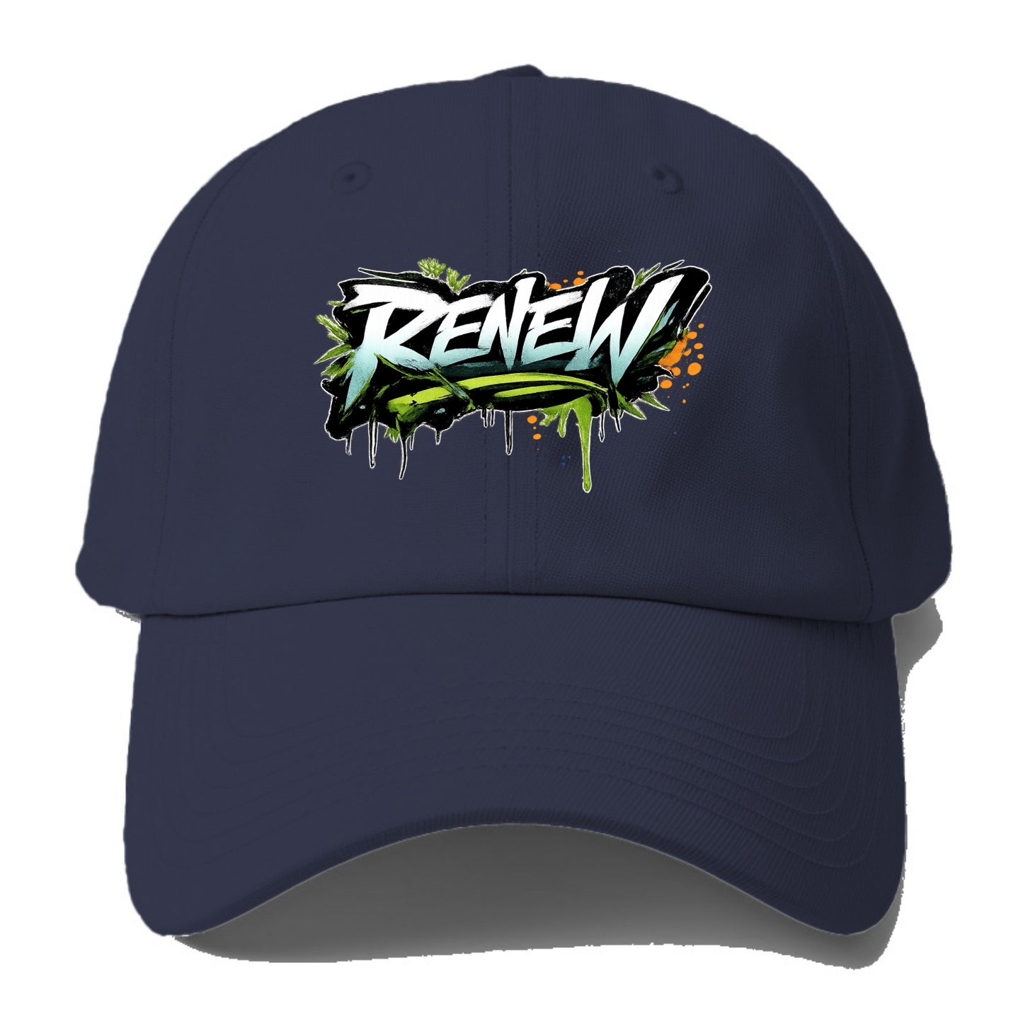 Bold typography design - "RENEW" - starting fresh, regenerating - Baseball Cap For Big Heads - Twilight Navy(Blue)
