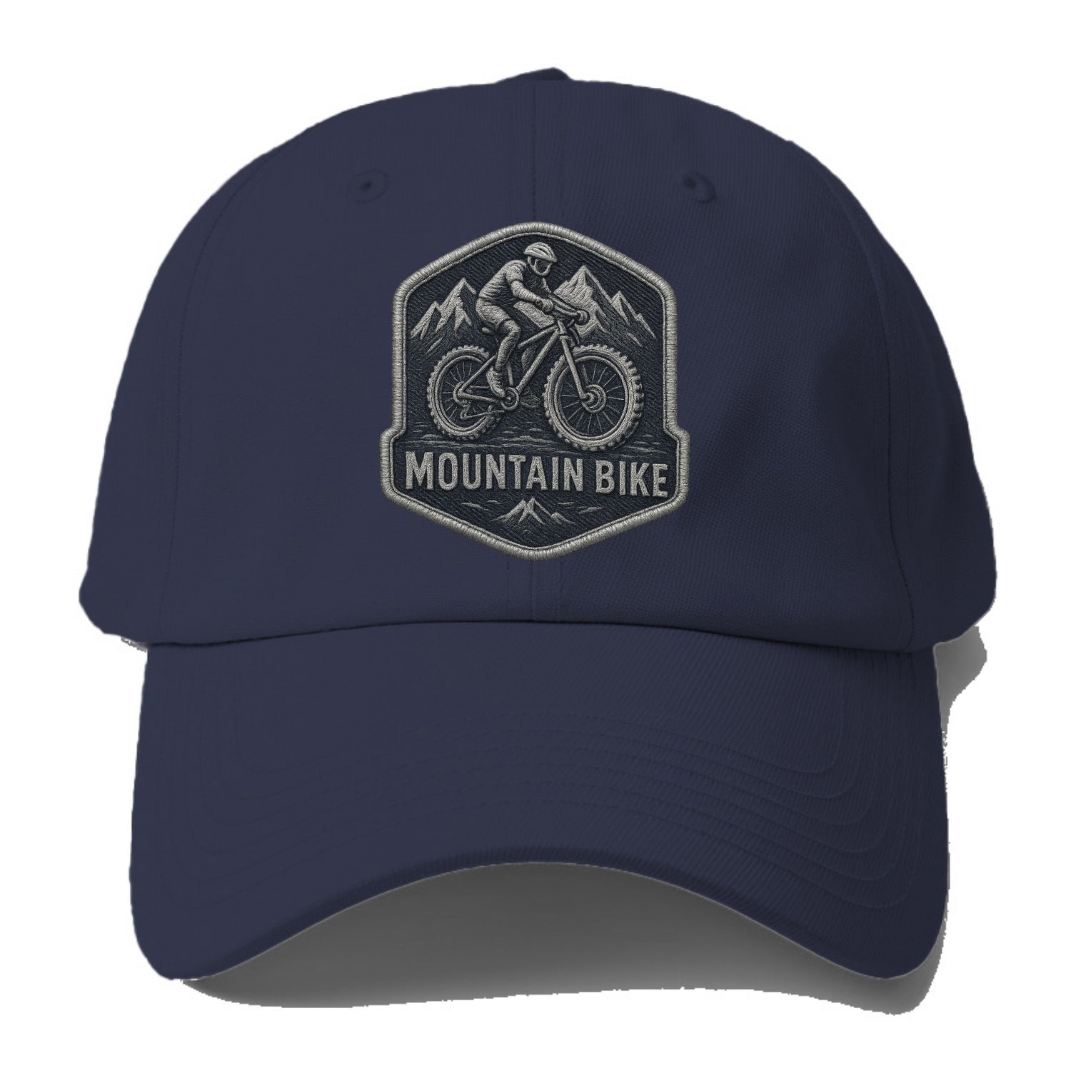 Mountain bike with rugged tires - cyclist badge - Baseball Cap - Twilight Navy(Blue)