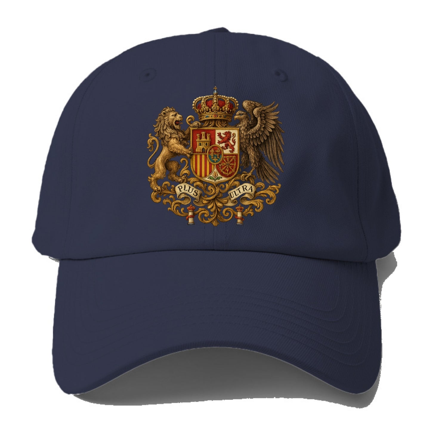 Spain Royal Logo (traditional Corona Real Española, Plus Ultra Banner, Premium Emblem) Baseball Cap For Big Heads - Twilight Navy(Blue)