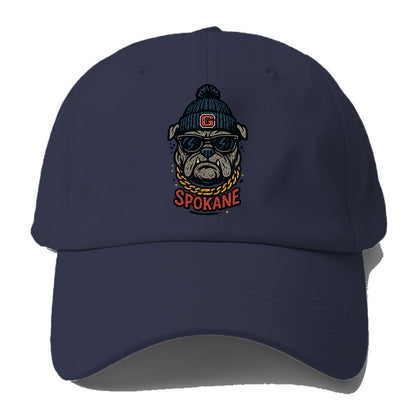 Spokane Bulldog wearing Gonzaga beanie with G patch - Baseball Cap For Big Heads - Twilight Navy(Blue)