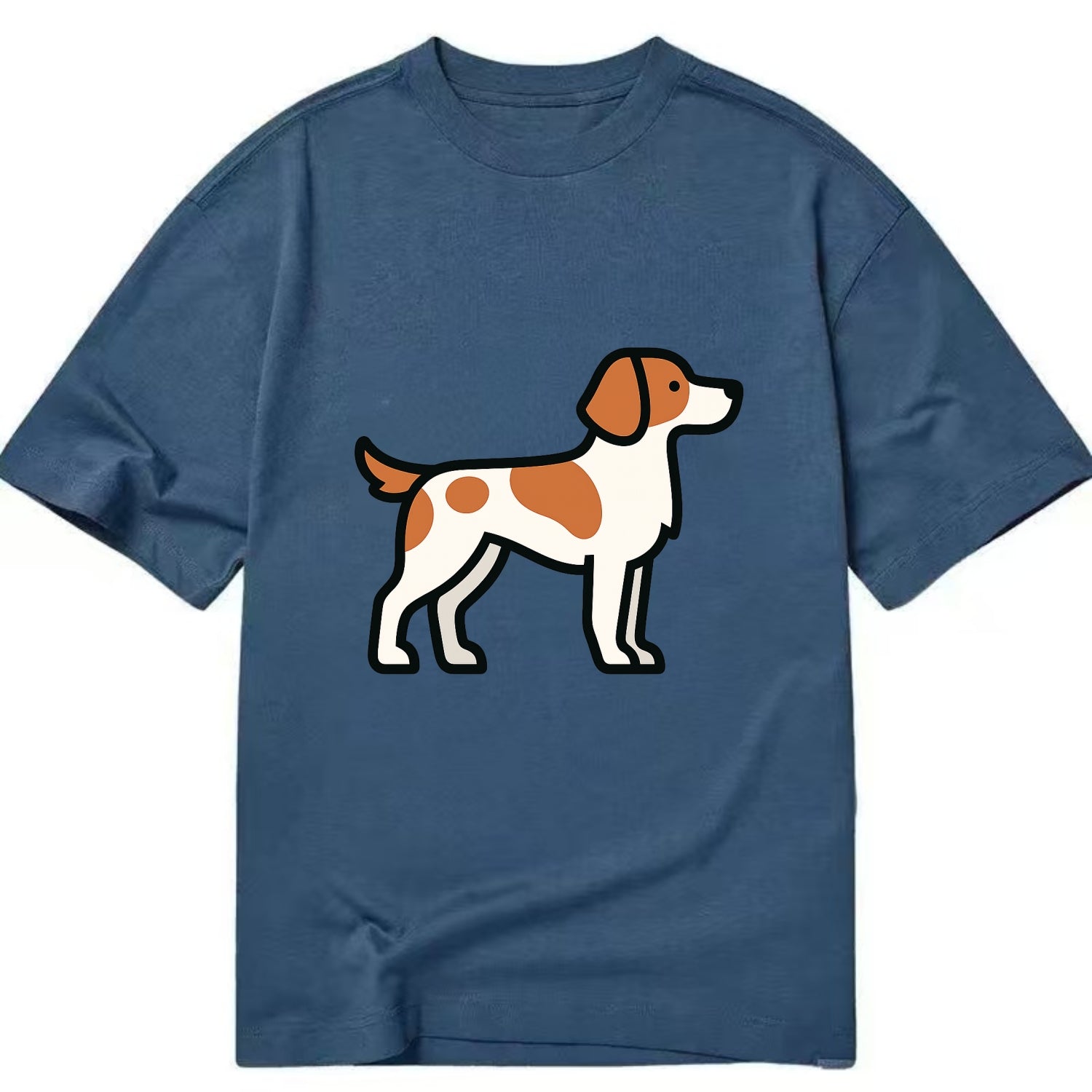 Brittany Spaniel - Orange and white flat side profile - Classic T-shirt - Twilight Navy(Blue)