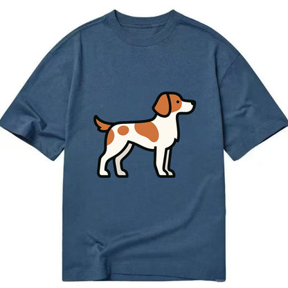 Brittany Spaniel - Orange and white flat side profile - Classic T-shirt - Twilight Navy(Blue)