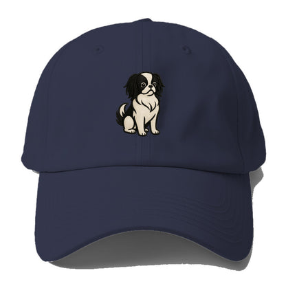 Japanese Chin - Black and white sitting Baseball Cap For Big Heads - Twilight Navy(Blue)