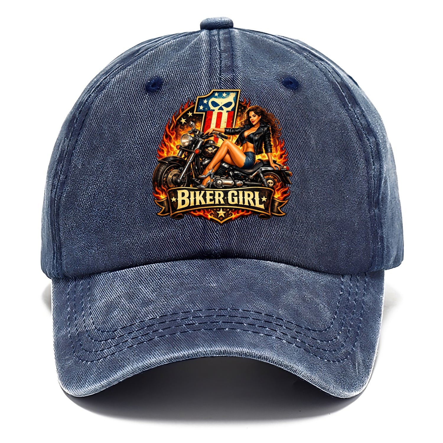 Vintage Biker Pin Up - Classic Cap - Twilight Navy(Blue)