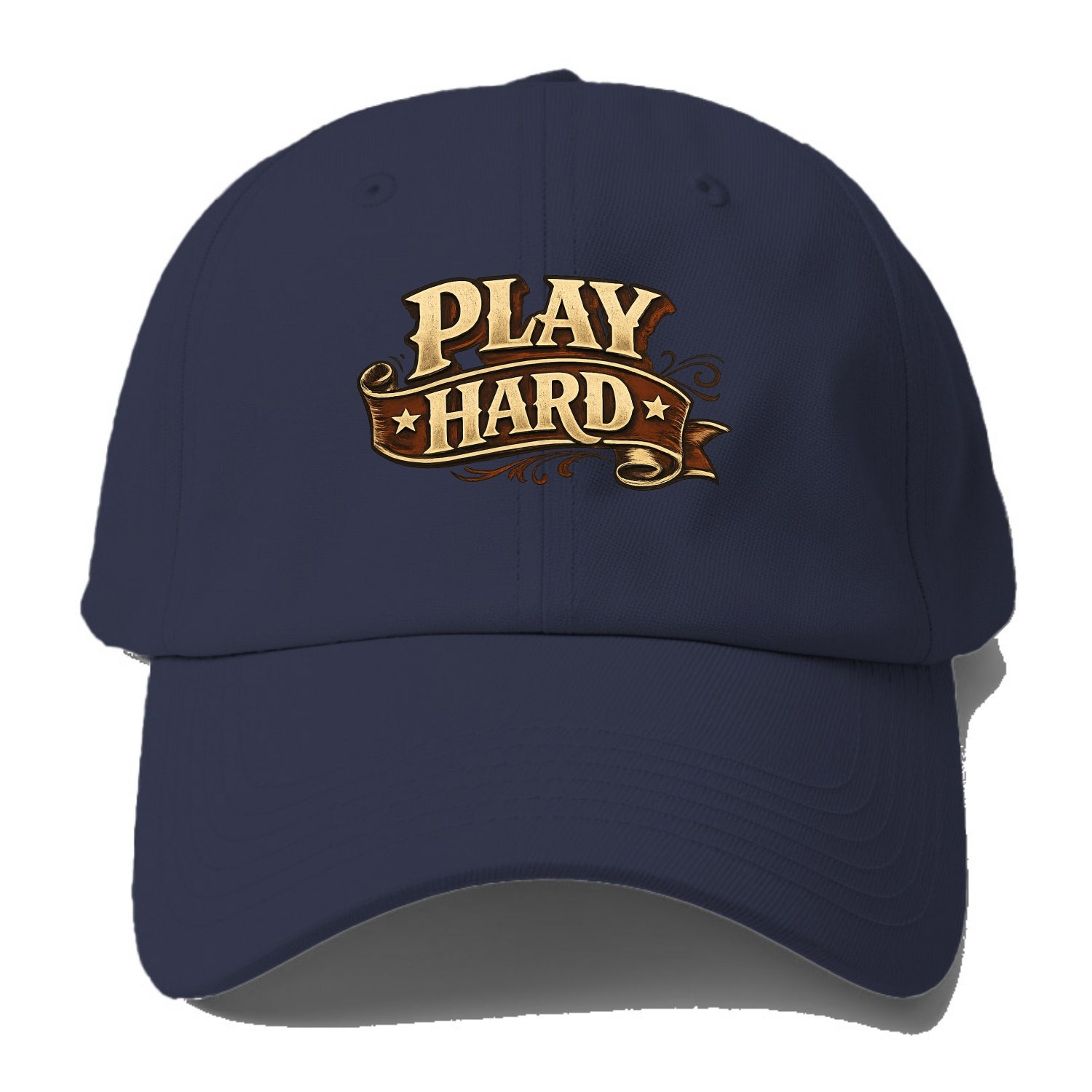Bold typography design - "PLAY HARD" - giving your all, full effort - Baseball Cap - Twilight Navy(Blue)