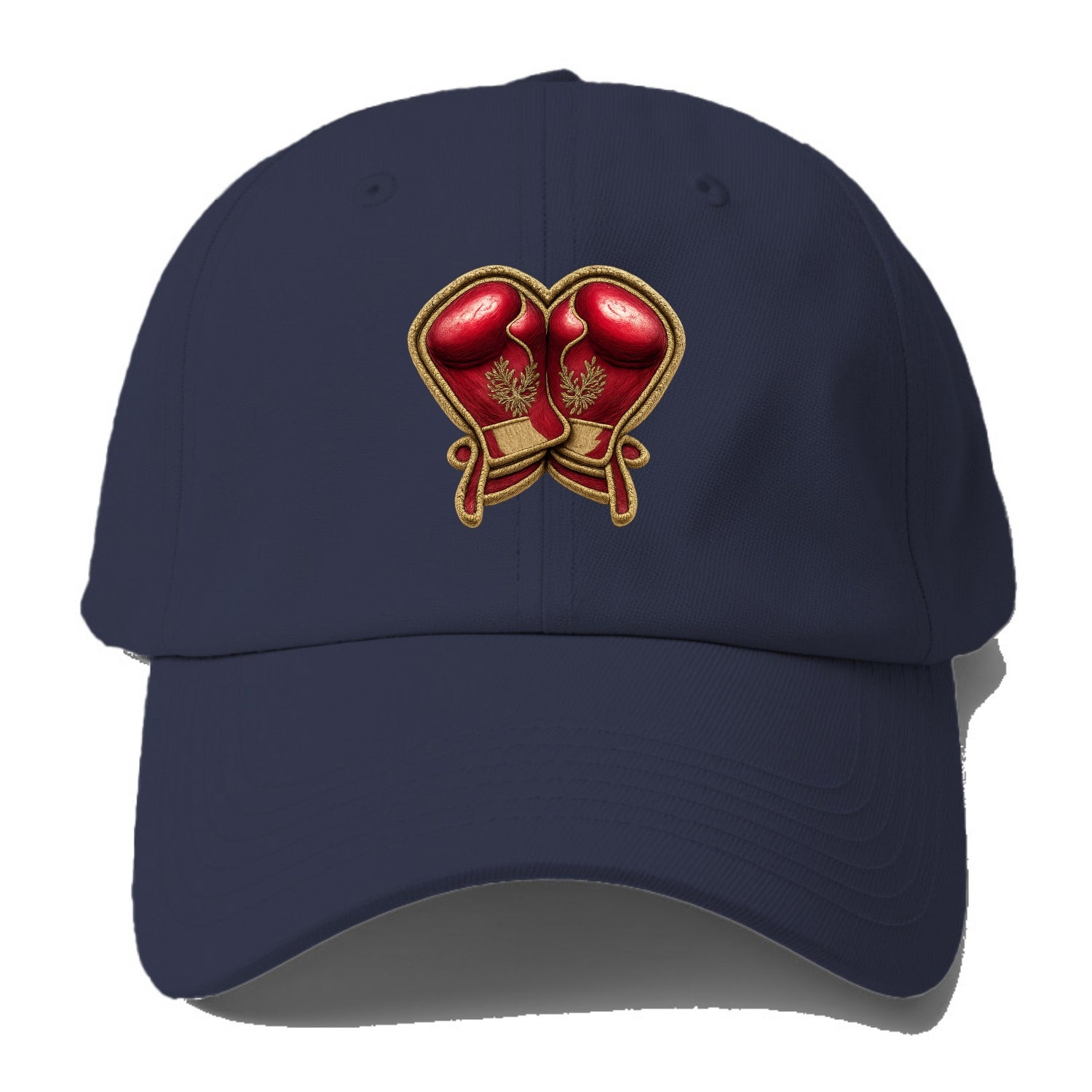 Embroidered patch design - BOXING GLOVES - red boxing gloves crossed in crimson and - Baseball Cap - Twilight Navy(Blue)