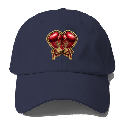 Embroidered patch design - BOXING GLOVES - red boxing gloves crossed in crimson and - Baseball Cap - Twilight Navy(Blue)