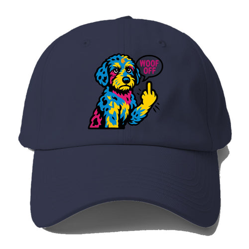 Aussiedoodle with merle patches and curly coat, playful smart paw raised - Baseball Cap