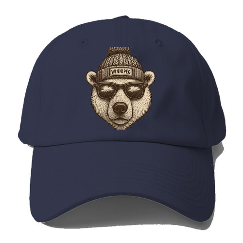 Winnipeg Polar Bear wearing Winnipeg beanie with pom pom and wayfarer - Baseball Cap For Big Heads